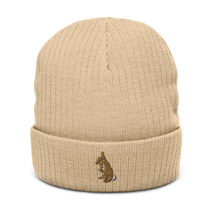 SAD BUNNY EMBROIDERED RIBBED KNIT BEANIE